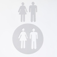 Наклейки на дверь в туалет WC "М и Ж", интерьерные, зеркальные, декор на стену Наклейки на дверь в туалет WC "М и Ж", интерьерные, зеркальные, декор на стену