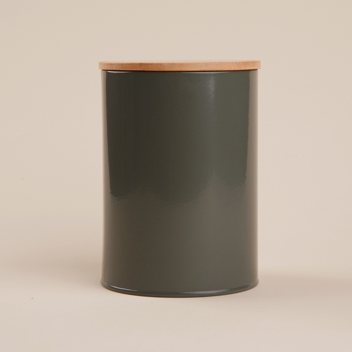 Банка для хранения сыпучих продуктов SL Home &laquo;Каса Перфекто&raquo;, 11&times;15 см, цвет серый, с бамбуковой крышкой