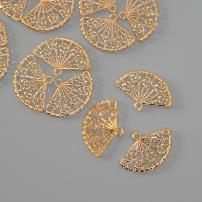 Декор для творчества пластик Декор для творчества пластик "Веер прозрачно-золотой" набор 20 шт 3х2,1 см