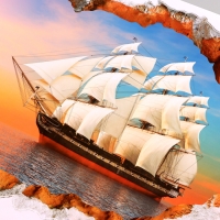 Наклейка 3Д интерьерная Фрегат 90*60см Наклейка 3Д интерьерная Фрегат 90*60см