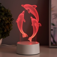 Светильник сенсорный "Дельфины" LED 7 цветов USB/от батареек белый  RISALUX