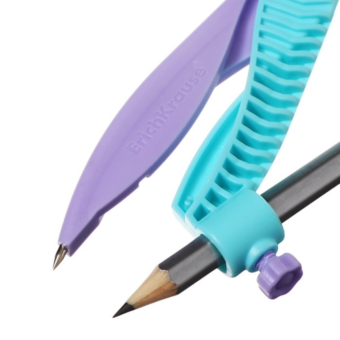 Циркуль пластиковый ErichKrause Циркуль пластиковый ErichKrause "Pastel", 122мм, с карандашом, пенал, микс