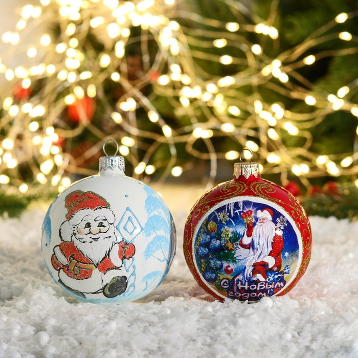 Шар новогодний Шар новогодний "Дед Мороз шагающий" микс d-8 см, микс
