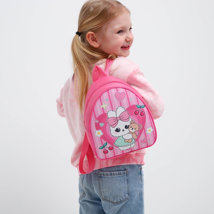 Рюкзак детский для девочки «Милота», 23 х 5 см см, отдел на молнии, цвет красный Рюкзак детский для девочки «Милота», 23 х 5 см см, отдел на молнии, цвет красный