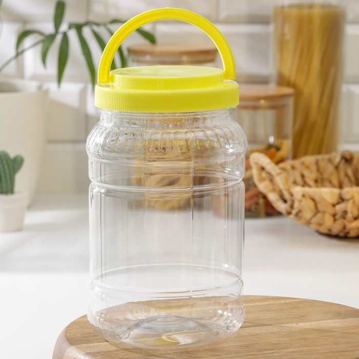 Банка для хранения продуктов, пластик, 2 л, цвет МИКС