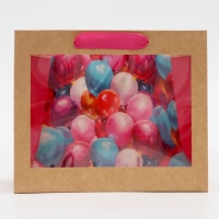 Пакет с PVC окном, "Праздничные шары", 24 х 11 х 20 см Пакет с PVC окном, "Праздничные шары", 24 х 11 х 20 см