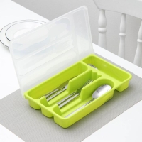 Лоток для столовых приборов с крышкой Доляна, 30×18×4,5 см, цвет МИКС Лоток для столовых приборов с крышкой Доляна, 30×18×4,5 см, цвет МИКС