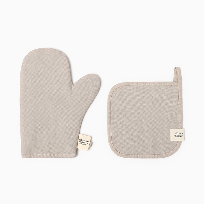 Набор кухонный  Этель Calm: варежка 20х27 см, прихватка 19х19 см, 100% хлопок, 250 г/м2