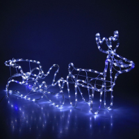 Светодиодная фигура «Олень с санями», олень: 48 × 48 × 22 см, сани: 45 × 23 × 23 см, дюралайт, 216 LED, 220 В, мерцание, свечение белое/синее Светодиодная фигура «Олень с санями», олень: 48 × 48 × 22 см, сани: 45 × 23 × 23 см, дюралайт, 216 LED, 220 В, мерцание, свечение белое/синее