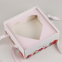 Коробка для цветов с формовым вкладышем и PVC крышкой &laquo;Цветы для тебя&raquo;, 23.5 х 23.5 х 15 с