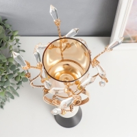 Подсвечник металл на 1 свечу "Веточки с кристаллами. Два кольца" золото 42х17х17 см Подсвечник металл на 1 свечу "Веточки с кристаллами. Два кольца" золото 42х17х17 см