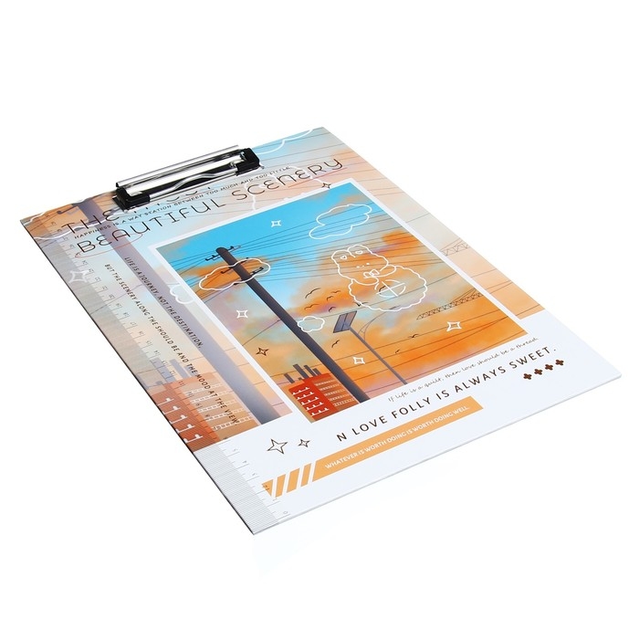 Планшет с прижимом формат А4 картон Планшет с прижимом формат А4 картон "Природа", МИКС