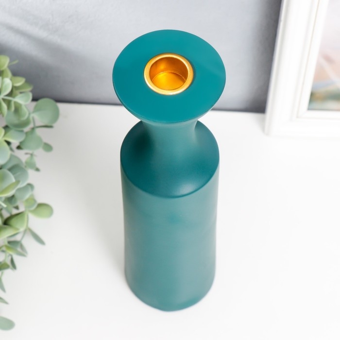 Подсвечник полистоун Подсвечник полистоун "Рьюкан" тёмно-зелёный 30х7,5х7,5 см