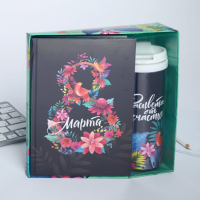 Подарочный набор &laquo;8 марта из цветов&raquo;: ежедневник и термостакан