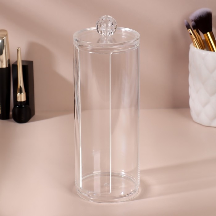 Органайзер для ватных дисков, с крышкой, d = 7 &times; 20 см, в картонной коробке, цвет прозрачный