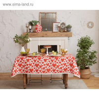 Скатерть "Этель" Red hearts 149х180см, 100% хлопок, саржа 190 г/м2