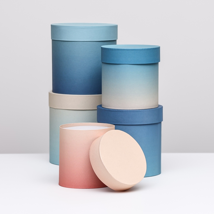 Набор круглых подарочных коробок 5 в 1 &laquo;Градиент 3&raquo;, 20 &times; 20 &times; 20‒13,5 &times; 13,5 &times; 13,5 см