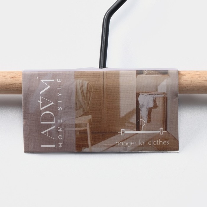 Вешалка для брюк и юбок LaDо́m Laconique, 28&times;11,5&times;2,8 см, с зажимами, цвет чёрный