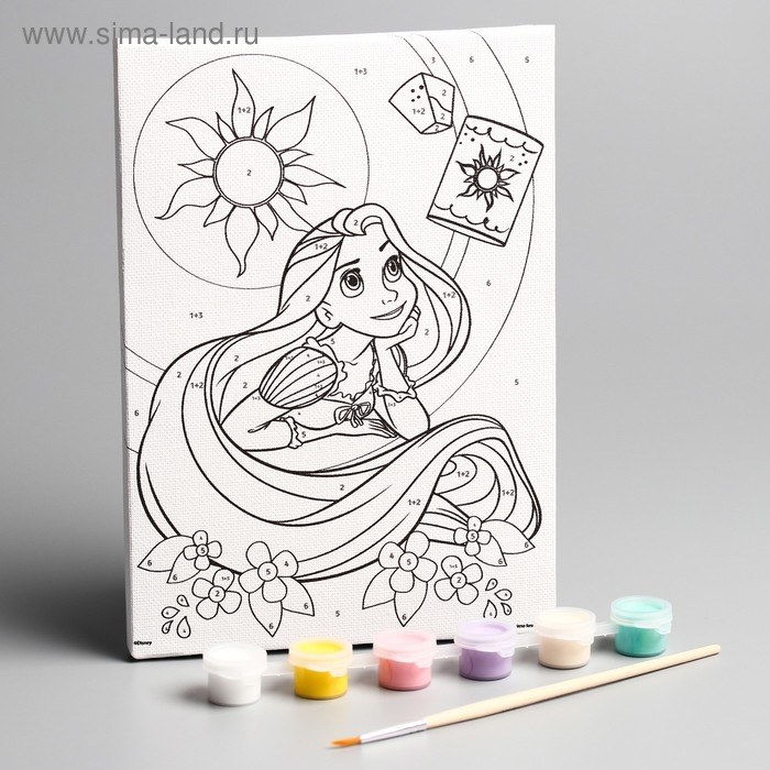Картина по номерам для детей Картина по номерам для детей "Рапунцель" 21х15 см, Принцессы