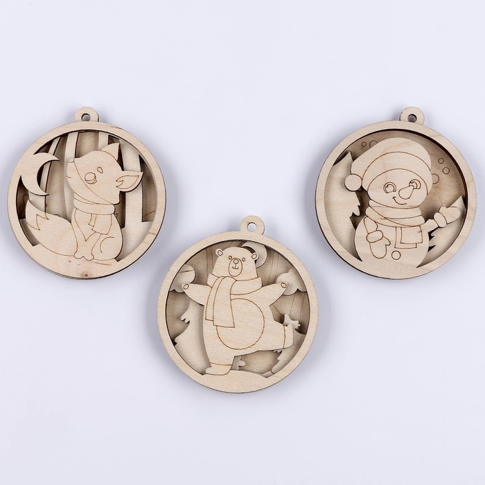 Новогодняя роспись по дереву &laquo;Новый год! Подвески на ёлочку&raquo;