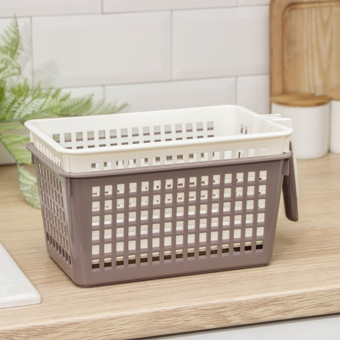 Корзина для хранения с ручкой, 28&times;16&times;12 см, МИКС
