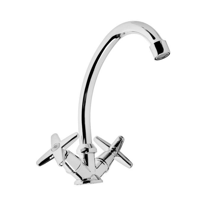 Смеситель для кухни ZEIN ZC2021, двухвентильный, кран-букса латунь 1/2 Смеситель для кухни ZEIN ZC2021, двухвентильный, кран-букса латунь 1/2", без подводки, хром