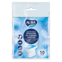 Одноразовое покрытие на сиденье унитаза "AURA",10 шт. Одноразовое покрытие на сиденье унитаза "AURA",10 шт.