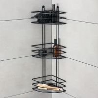 Полка для ванной угловая 3-х ярусная, 20×20×66 см, цвет чёрный Полка для ванной угловая 3-х ярусная, 20×20×66 см, цвет чёрный