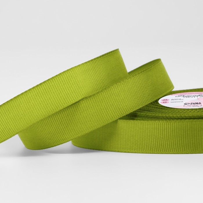 Лента репсовая, 15 мм, 23 &plusmn; 1 м, цвет зелёный №141