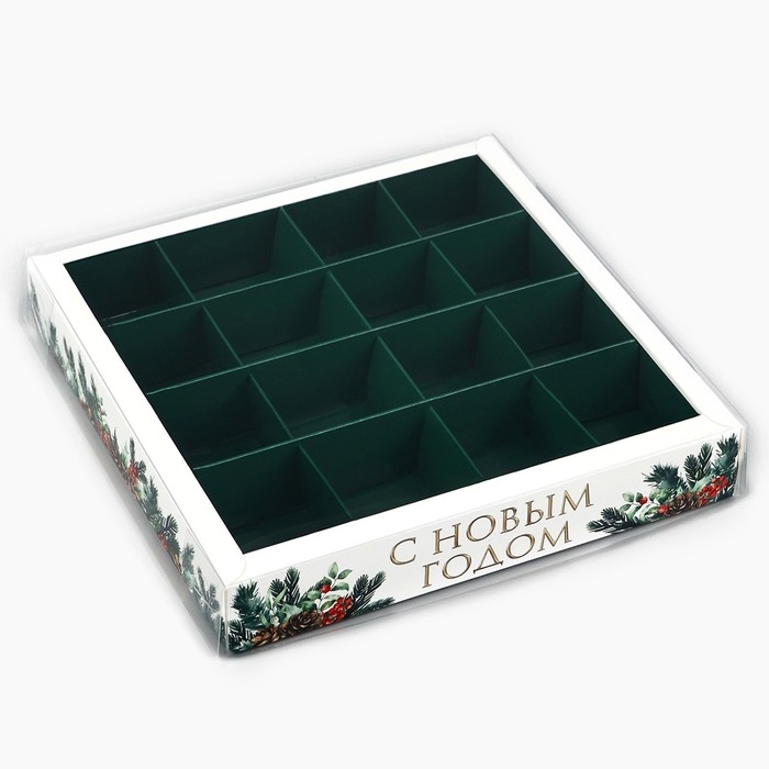 Коробка под 16 конфет с ячейками «Новогодняя ботаника», 19 х 19 х 3 см, Новый год Коробка под 16 конфет с ячейками «Новогодняя ботаника», 19 х 19 х 3 см, Новый год