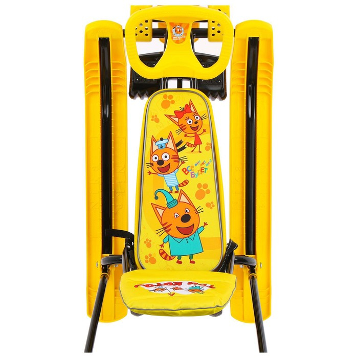 Снегокат с колёсами &laquo;Тимка спорт 6 Три кота&raquo;, ТС6/ТК, с родительской ручкой, со спинкой и ремнём безопасности, цвет жёлтый/чёрный