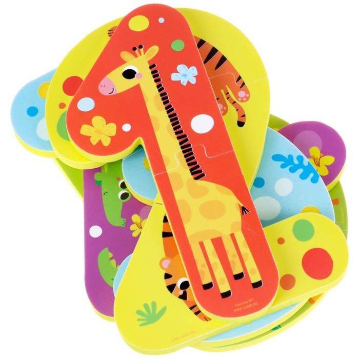 Мягкий пазл для малышей «Учим цифры: Животные», 5 пазлов, Крошка Я Мягкий пазл для малышей «Учим цифры: Животные», 5 пазлов, Крошка Я