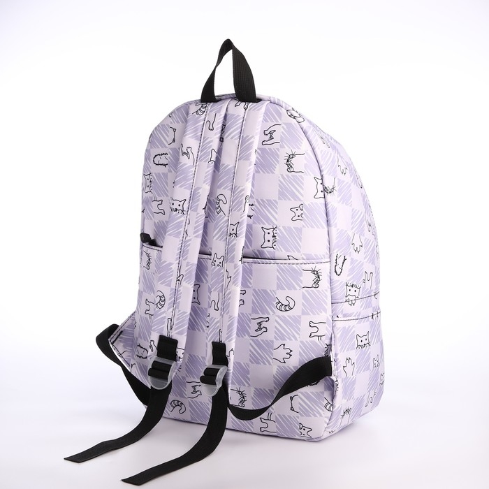Рюкзак школьный из текстиля на молнии, 4 кармана, цвет сиреневый Рюкзак школьный из текстиля на молнии, 4 кармана, цвет сиреневый