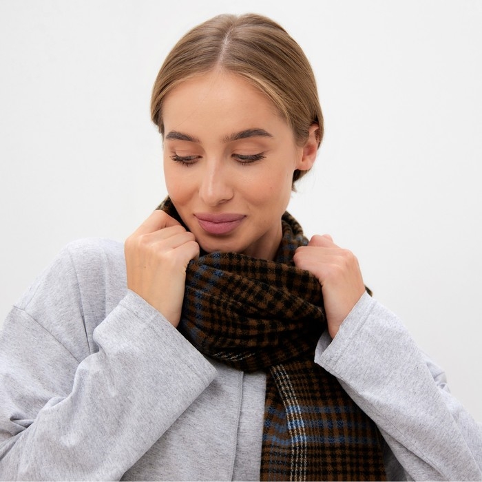 Шарф зимний с кистями MINAKU 65*180 + 8 см цвет коричневый Шарф зимний с кистями MINAKU 65*180 + 8 см цвет коричневый