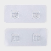 Крючок самоклеящийся, 2 шт, двойной, для прутьев, прозрачная основа, 14х6 см Крючок самоклеящийся, 2 шт, двойной, для прутьев, прозрачная основа, 14х6 см