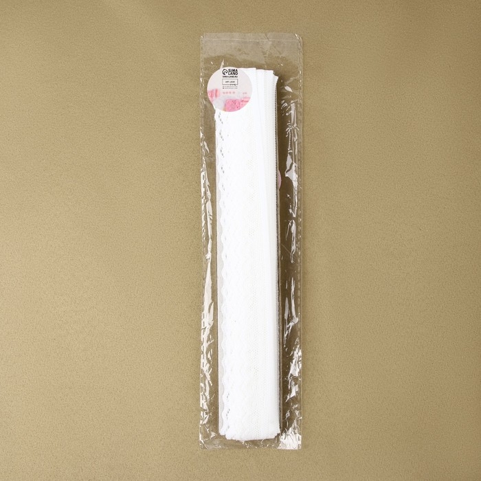 Кружево эластичное, 25 мм &times; 9 &plusmn; 0,5 м, цвет белый