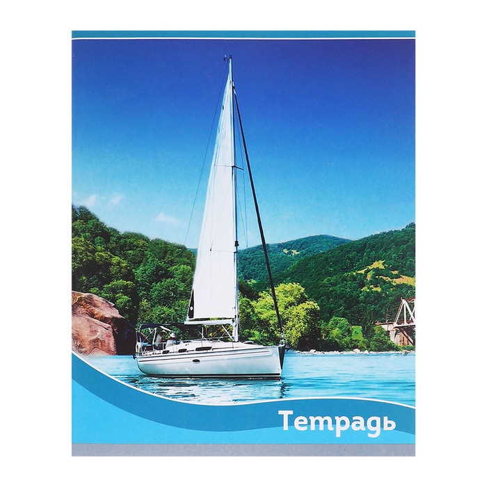 Комплект тетрадей из 5 штук (4 разные + 1 повторяющаяся), 48 листов в клетку Calligrata Комплект тетрадей из 5 штук (4 разные + 1 повторяющаяся), 48 листов в клетку Calligrata "Корабли", обложка мелованная бумага, блок №2, белизна 75% (серые листы)