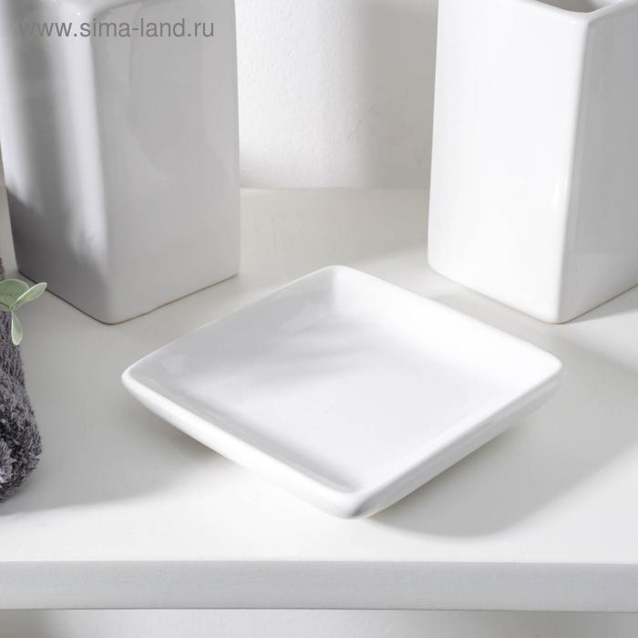 Набор аксессуаров для ванной комнаты &laquo;Лодж&raquo;, 3 предмета (мыльница, дозатор для мыла 350 мл, стакан), цвет белый