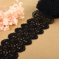 Кружево гипюровое, 65 мм &times; 6,8 &plusmn; 0,5 м, цвет чёрный