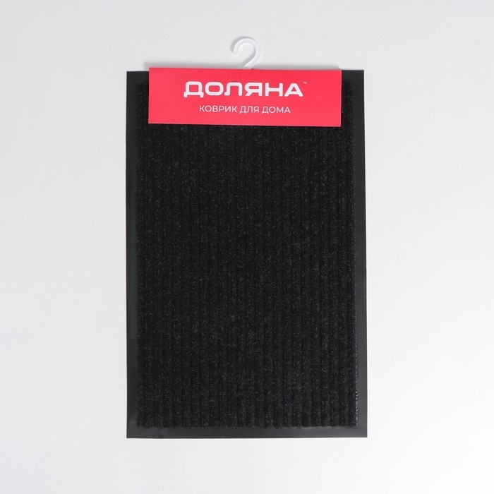 Коврик влаговпитывающий придверный с окантовкой Доляна &laquo;Стандарт&raquo;, 40&times;60 см, цвет чёрный