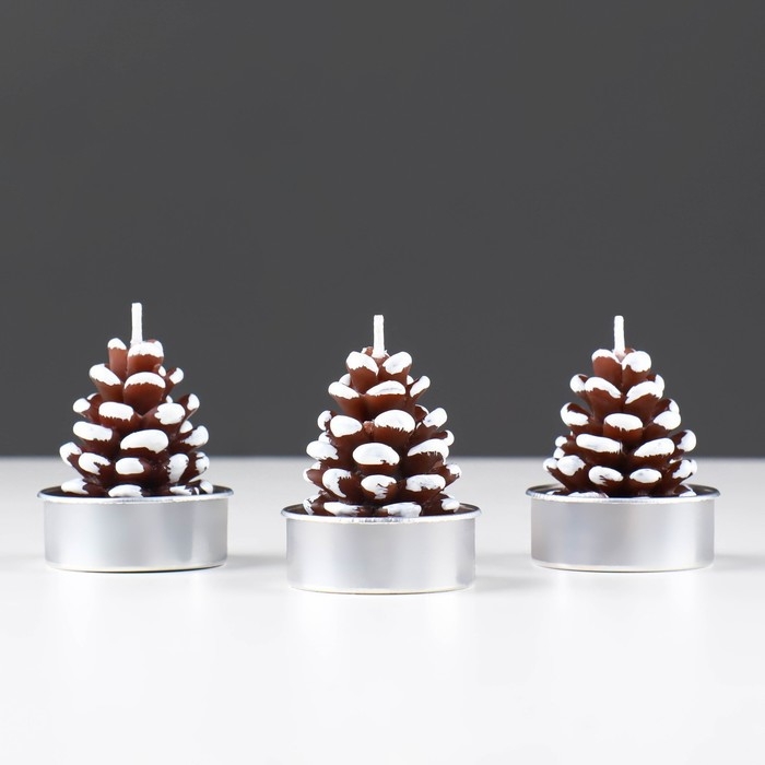 Набор свечи новогодние "Шишка", 3 шт, 4&times;6 см,