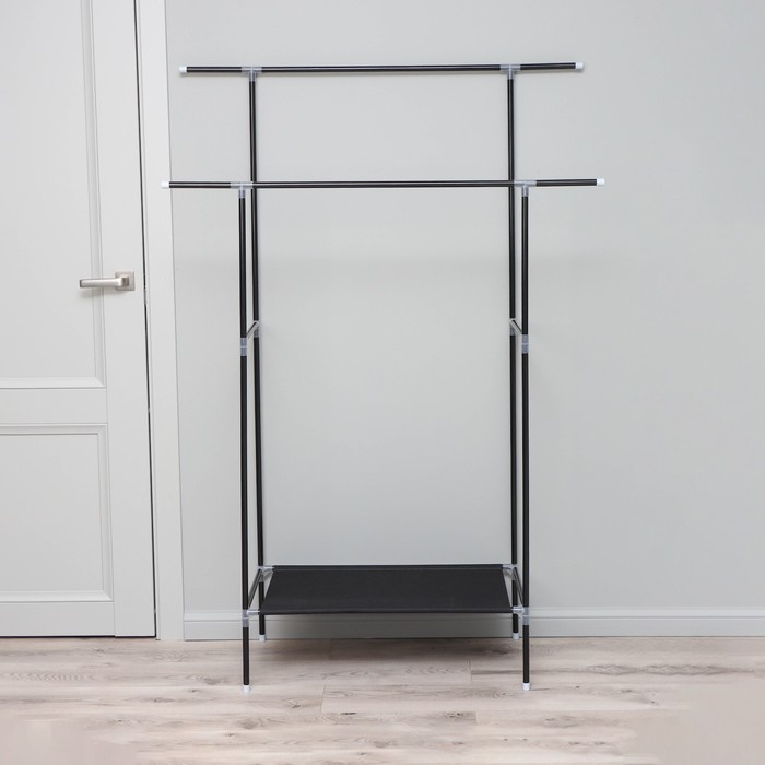 Вешалка - стойка напольная для одежды Доляна, напольная, 2 перекладины, 160&times;45&times;169 см, цвет чёрный