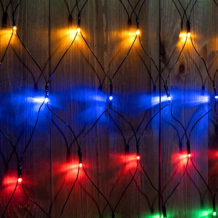 Гирлянда «Сеть» 2 х 3 м, IP44, УМС, тёмная нить, 384 LED, свечение мульти, 220 В Гирлянда «Сеть» 2 х 3 м, IP44, УМС, тёмная нить, 384 LED, свечение мульти, 220 В