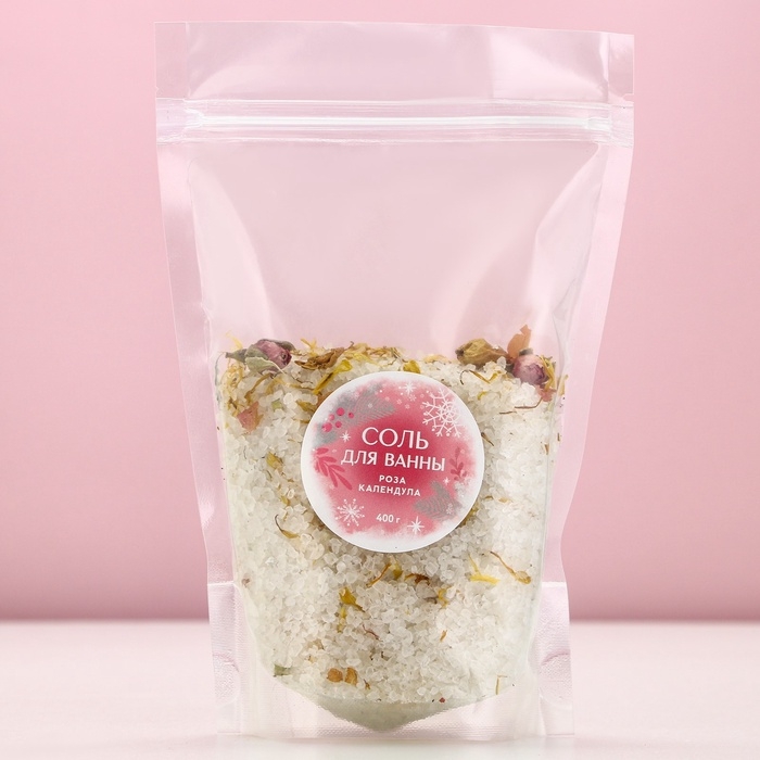 Соль для ванны с лепестками розы и календулы, 400 г, Новый Год