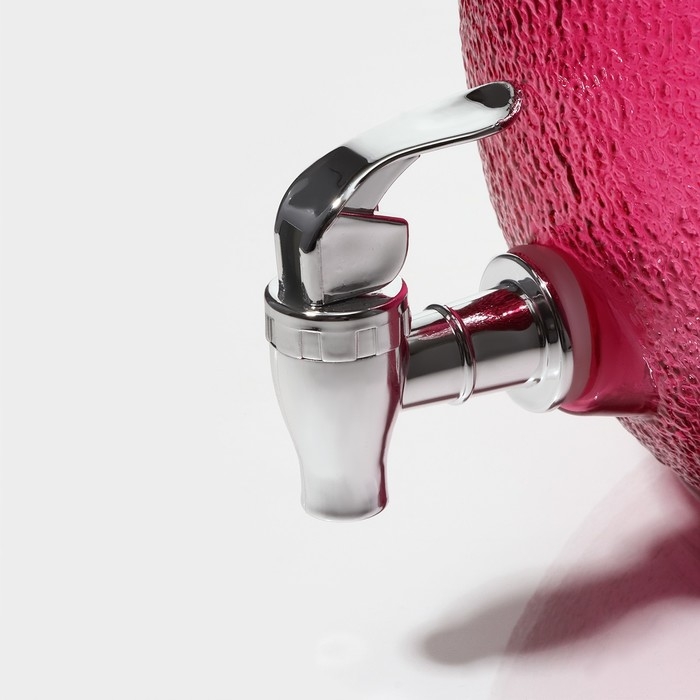 Диспенсер для напитков стеклянный &laquo;Фреш&raquo;, 4 л, 21&times;16&times;24 см, цвет розовый