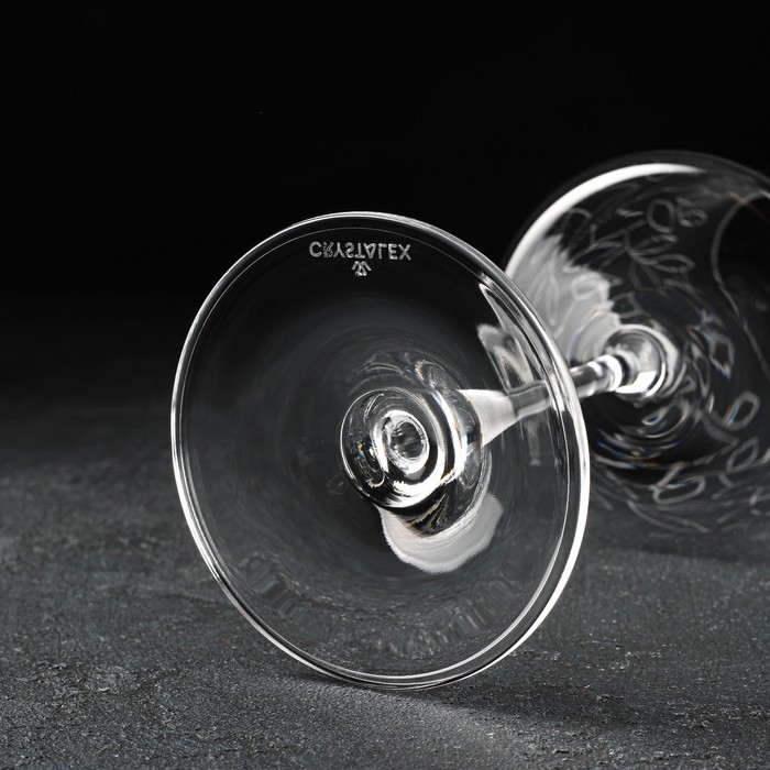 Набор бокалов для вина &laquo;Экстра&raquo;, 460 мл, декор листья, 6 шт