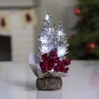 Светодиодная фигура &laquo;Ёлочка в снегу&raquo;, 10 &times; 19 &times; 5 см, пластик, батарейки CR2032х2 (в комплекте), свечение белое