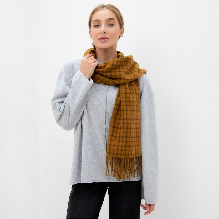 Шарф зимний с кистями MINAKU 65*180 + 8 см цвет коричневый Шарф зимний с кистями MINAKU 65*180 + 8 см цвет коричневый