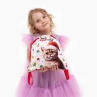 Сумка детская &laquo;Котик в шапке&raquo;, 35 &times; 30 см, новогодняя