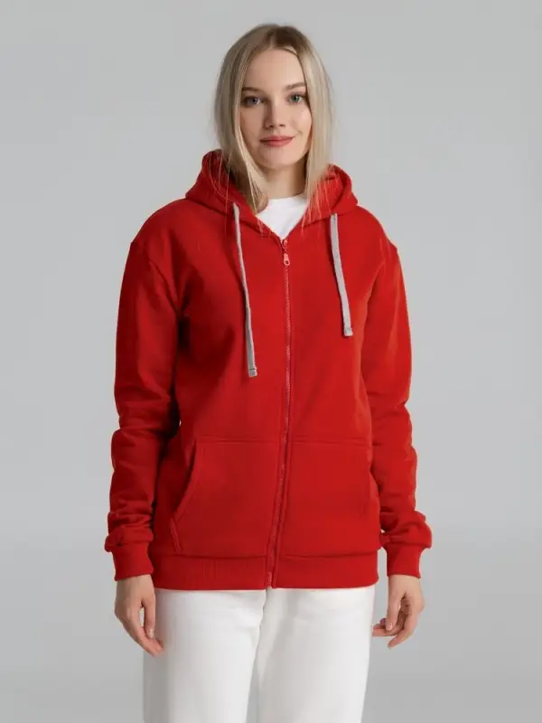 Толстовка на молнии с капюшоном Unit Siverga Heavy красная, размер S